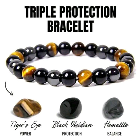 BRACELET A PERLES AMINCISSANT, triple protection pour hommes et femmes, perles d'œil de tigre et de citrine