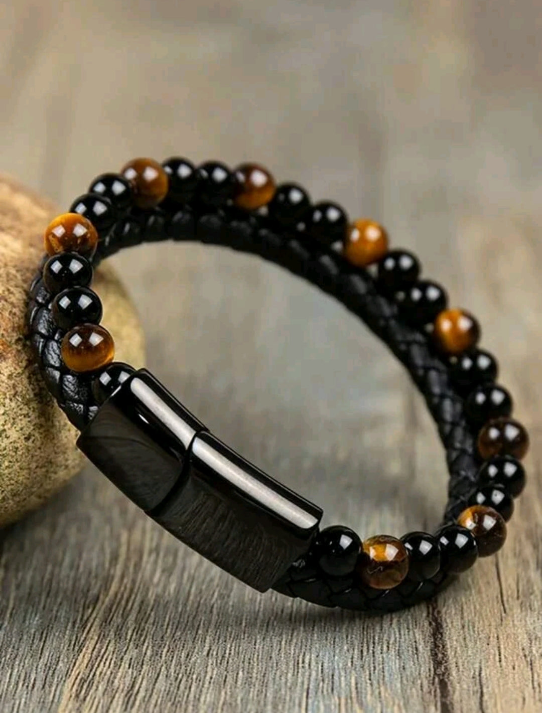 BRACELET HOMME PERLE A PIERRE